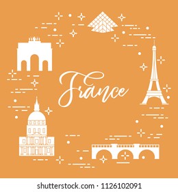 Famous buildings of Paris. Symbols and landmarks. Travel and leisure.