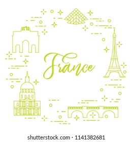 Famous buildings of Paris. Symbols and landmarks. Travel and leisure.