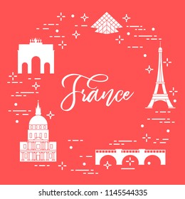Famous buildings of Paris. Symbols and landmarks. Travel and leisure.