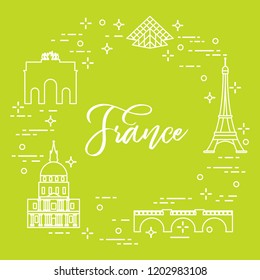 Famous buildings of Paris. Symbols and landmarks. Travel and leisure.