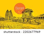 Famous chariot at the Vijay Vitthala temple in Hampi, Karnataka, India