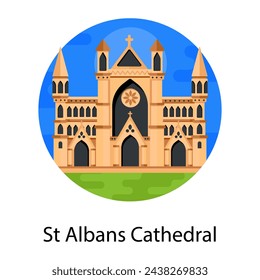 Famous church in england, st albans cathedral flat rounded icon 