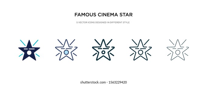 famous cinema star icon in different style vector illustration. two colored and black famous cinema star vector icons designed in filled, outline, line and stroke style can be used for web, mobile,