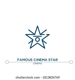 icono del vector de contorno de estrella de cine famoso. ilustración de elemento simple. icono de la estrella del cine famoso a partir del concepto editable del cine. se puede usar para web y móvil
