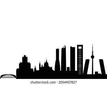 Famous cities silhouette template with elements