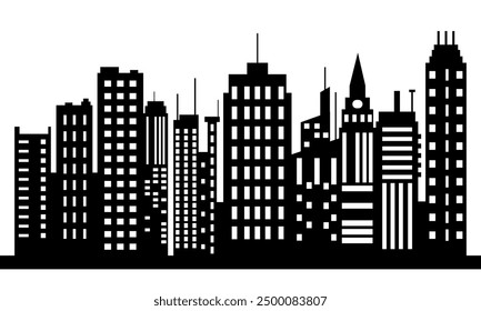 Edificios famosos de la ciudad Silueta Vector Material