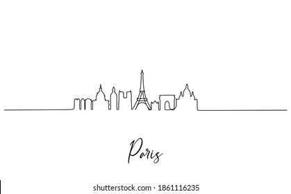 Famous city landmark in europe. Continuous one line drawing