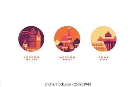 famous city logo set in minimalist style