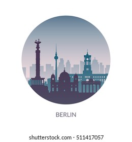Famous city scape. Flat well known silhouettes. Vector illustration easy to edit.
