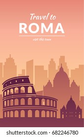 Famous city scape and text. Flat well known silhouettes. Vector illustration easy to edit.