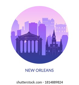 Famous city scape view background. Flat well known silhouettes. Vector illustration easy to edit for flyers, posters or book covers.