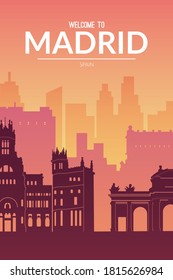 Famous city scape view background. Flat well known silhouettes. Vector illustration easy to edit for flyers, posters or book covers.