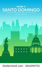 Famous city scape view background. Flat well known silhouettes. Vector background easy to edit for flyers, posters or book covers.