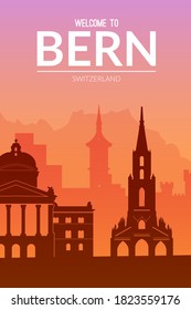 Famous city scape view. Flat well known silhouettes. Vector background easy to edit for flyers, posters or book covers.