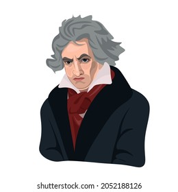 
Famous Composer Ludwig Van Beethoven, Vector Portrait