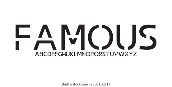 Famous, creative geometric modern urban alphabet font. Digital abstract futuristic, fashion, sport, minimal technology typography. Simple numeric vector illustration
