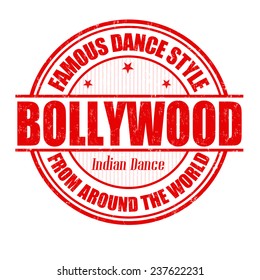Famous dance style, bollywood grunge rubber stamp on white, vector illustration