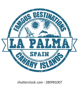 Famous destinations, La Palma grunge rubber stamp on white, vector illustration