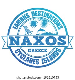 Famous destinations, Naxos grunge rubber stamp on white, vector illustration