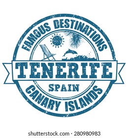 Famous destinations, Tenerife grunge rubber stamp on white, vector illustration
