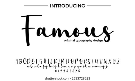 Famous Font Stylish brush painted an uppercase vector letters, alphabet, typeface