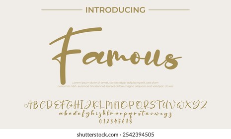 Famous Font Stylish brush painted an uppercase vector letters, alphabet, typeface