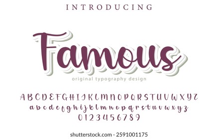 Famous Font Stylish brush painted an uppercase vector letters, alphabet, typeface