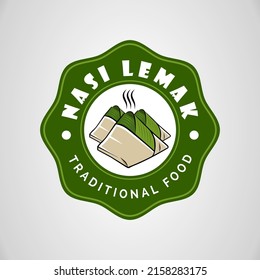 Famous Food Logo Nasi Lemak Design Vector, means Cooked Rice, Traditional Food Recipe Graphic Idea