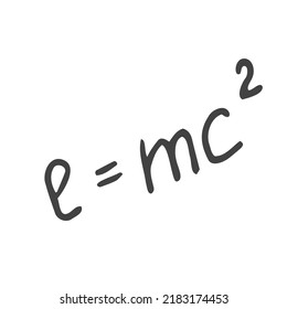 The famous formula of E mc2 challigraphy. Formula expressing the equivalence of mass and energy.