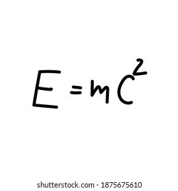 The famous formula of E=mc2 challigraphy. Formula expressing the equivalence of mass and energy.