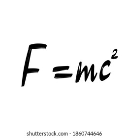 The famous formula E=mc2 vector calligraphy. Formula expressing the equivalence of mass and energy. For cards, posters, stickers and professional design.