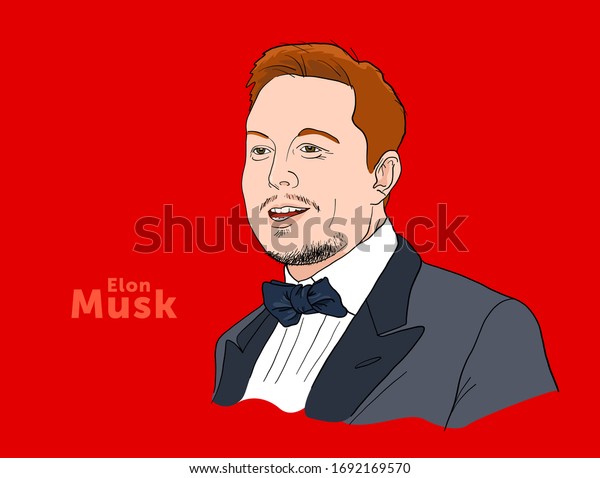 Famous founder, CEO and entrepreneur Elon Musk\
vector portrait