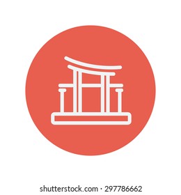 Famous gate thin line icon for web and mobile minimalistic flat design. Vector white icon inside the red circle.