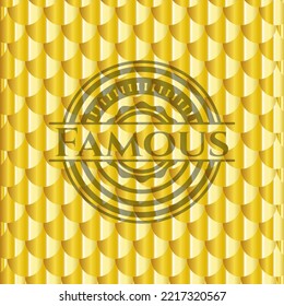 Famous gold badge. Scales pattern. Vector Illustration. Detailed. 