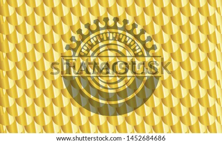 Famous gold emblem. Scales pattern. Vector Illustration. Detailed.