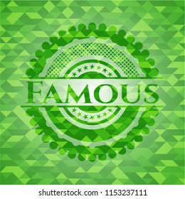 Famous green emblem. Mosaic background