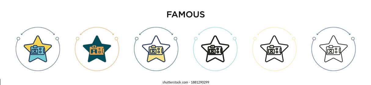 Famous icon in filled, thin line, outline and stroke style. Vector illustration of two colored and black famous vector icons designs can be used for mobile, ui, web