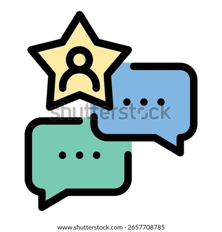 Famous icon flat line style illustration representing widely recognized individuals or achievements, suitable for celebrity features, influencer content, and entertainment or branding projects