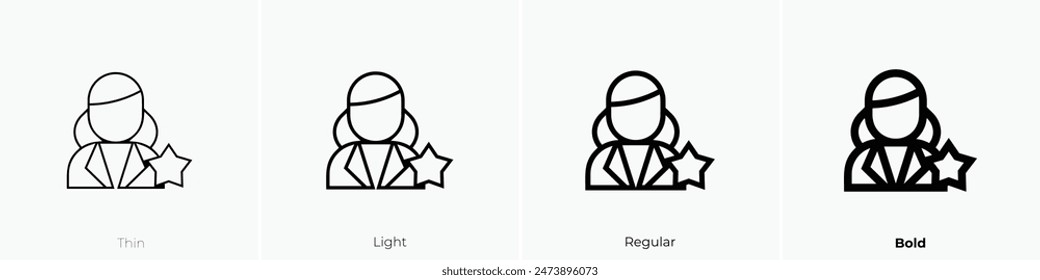 famous icon. Thin, Light Regular And Bold style design isolated on white background