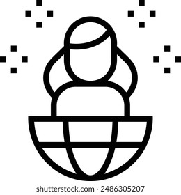 icono famoso. Diseño de estilo lineal delgado aislado sobre fondo blanco