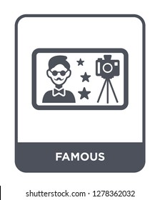 famous icon vector on white background, famous trendy filled icons from Blogger and influencer collection, famous vector illustration