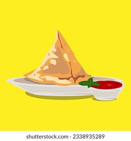 Famosos refrigerios indios "Samosa", ilustración vectorial