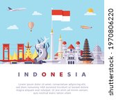 Famous Indonesia Landmarks Flat Vector Illustration