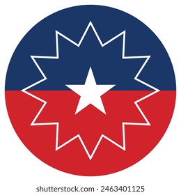 Famous Juneteenth symbol. bursting star flag in circle round shape. 