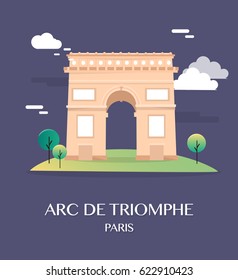 Famous landmark Arc De Triomphe Paris France.