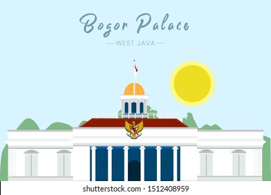 Famous landmark building in indonesia, southeast asia : Bogor Palace. Design for indonesian travelling company 