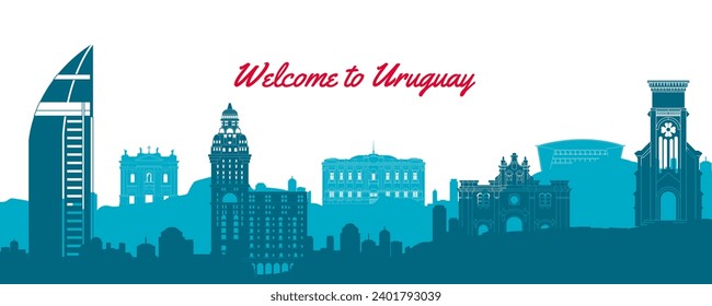 famous landmark of Uruguay,travel destination with silhouette classic design,vector illustration