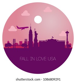 famous landmark of usa,silhouette design,vector illustration