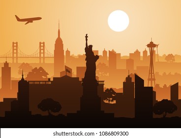 famous landmark of usa,silhouette design,vector illustration