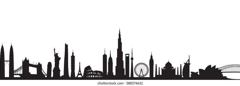 Famous Landmarks Cityscape Background